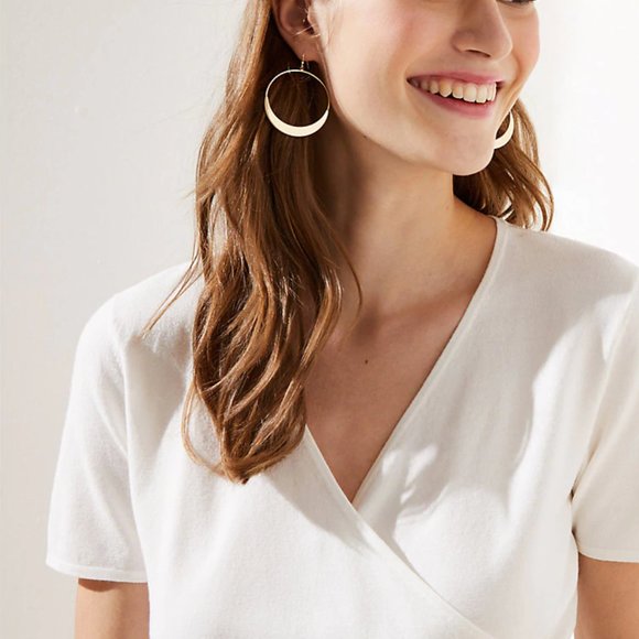 Loft White Cropped Wrap Sweater - Picture 4 of 4